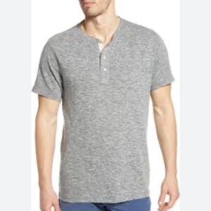 J. CREW Gray Slub Henley Short Sleeve Cotton T Shirt NWOT